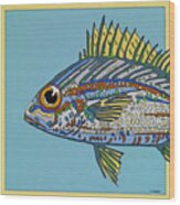 Blue Fish Wood Print