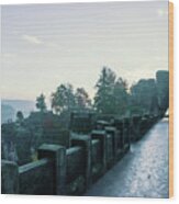 Blue Morning On The Bastei Bridge Wood Print