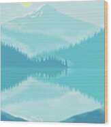 Blue Mountain And Lake Wood Print