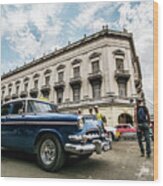 Blue Old Car, Havana. Cuba Wood Print
