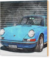 Blue Porsche 911 Wood Print