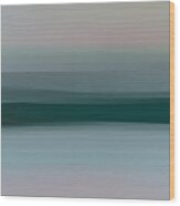 Blue White And Gray Abstract Coastal Landscape Painting Wood Print