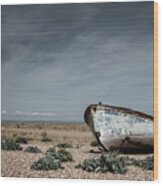 Boat On A Beach Wood Print