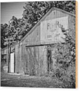 Texas Forgotten - Body Shop Barn Bw Wood Print