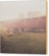 Bogert's Covered Bridge In The Golden Mist Wood Print