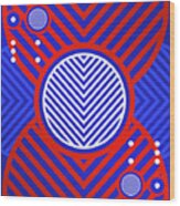 Bold Primary Geometric Glyph Art In Red White And Blue N.0364 Wood Print
