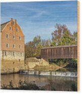 Bollinger Mill And Burfordville Covered Bridge Wood Print