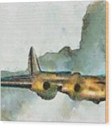 Bomber In Flight Wood Print