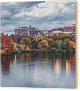 Boston Citgo Sign Along The Charles River In The Fall Wood Print