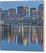 Boston Harbor Skyline Wood Print