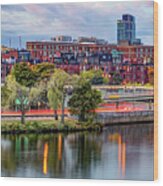 Boston's Charles River And Citgo Sign Autumn Panorama Wood Print