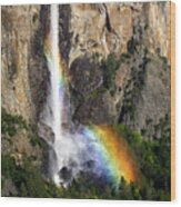 Bridalveil Falls Rainbow Wood Print