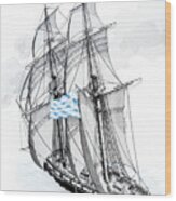 Brig Sailing On A Tailwind Wood Print