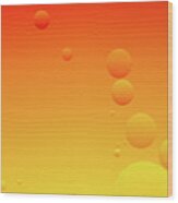 Bright Abstract, Yellow And Orange Background With Flying Bubbles Wood Print