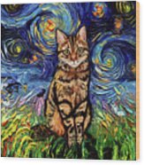 Brown Tabby Night Wood Print