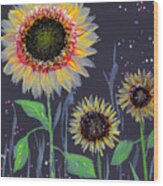Brushed Sunflower No.2 Wood Print