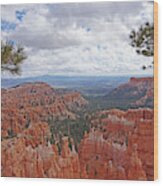 Bryce Canyon National Park - Panorama With Branches Wood Print