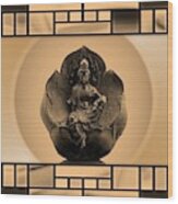 Buddha In  Stained Glass Wood Print