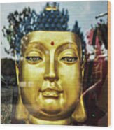Buddha In The Window Wood Print