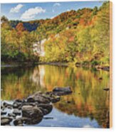 Buffalo National River Autumn Panorama At Roark Bluff Wood Print