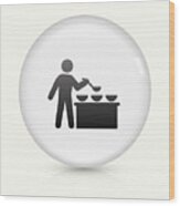 Buffet And Soup Kitchen Icon On White Round Vector Button Wood Print