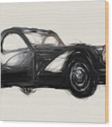 Bugatti Type 57s Coupe Drawing Wood Print
