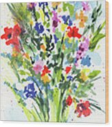 Burst Of Color Abstract Flowers Multicolor Watercolor Splash Ii Wood Print