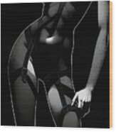 Bw Woman In Lingerie No.1 Wood Print