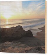 California Beach Sunset Wood Print