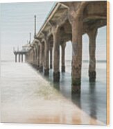 California Manhattan Beach Pier Photo Wood Print