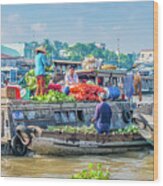 Can Tho Floating Market - Pano Wood Print
