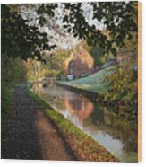 Canal Under The Trees Wood Print