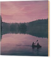 Canoeing On The Thetis Lake Wood Print