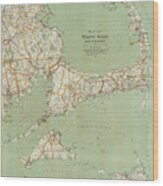 Cape Cod And Vicinity Historical Map Wood Print
