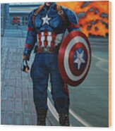 Captain America Painting Wood Print