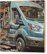 Car 2332 Ford Transit Wood Print