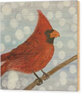 Cardinal In Snow Wood Print