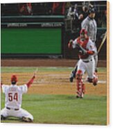 Carlos Ruiz, Brad Lidge, And Eric Hinske Wood Print