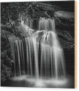 Carrick Creek Falls In Black And White Wood Print
