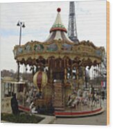 Carrousel De Paris Wood Print