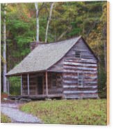 Carter Shields Cabin In Autumn - Smoky Mountains Wood Print