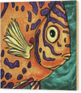 Cartoon Tropical Fish, Vibrant Funny Fish Painting Wood Print