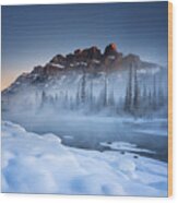 Castle Mountain Winter Wood Print