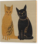 Cat  And  Dog  Ink  Sparkling  Gold  And  Black  4fa03b37  44ee  4f5f  975a  A9f7319a8ec3 Wood Print
