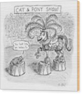 Cat And Pony Show Wood Print