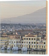 Catania Sicily And Mount Etna Panorama (xxxl) Wood Print