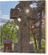Celtic Cross Tombstone On Hill Of Calvary Chapel In Milwaukee Wi Wood Print