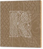 Celtic Letter R Monogram Wood Print
