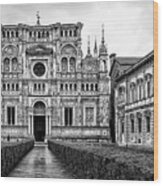 Certosa Di Pavia In Lombardy, Italy - Black And White Wood Print