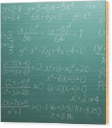 Chalk Equations Filling Blackboard Wood Print